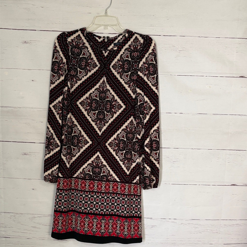 Tommy Hilfiger Black Purple and Red Geometric Dress